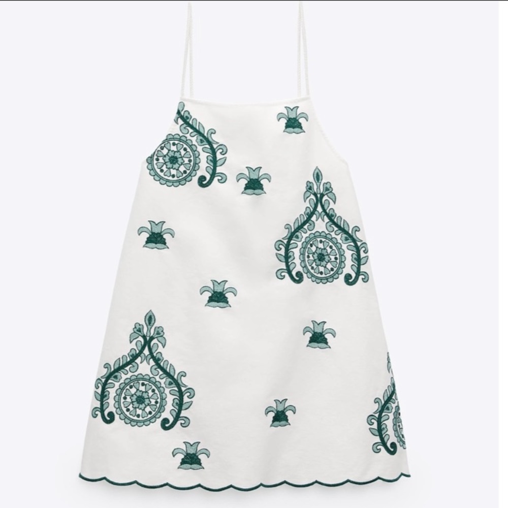 ZARA EMBROIDERED MINI DRESS SIZE SMALL - Picture 13 of 16